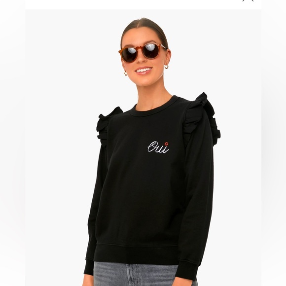 Clare V Tops - Black Oui Petit Ruffle Sweatshirt size medium